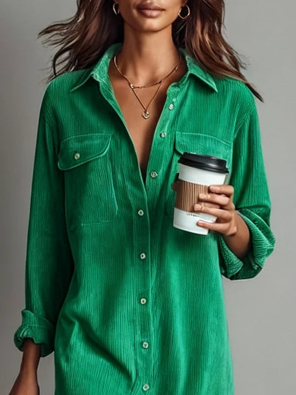 Lorena™ – Abito in Velluto a Coste Morbido e Raffinato